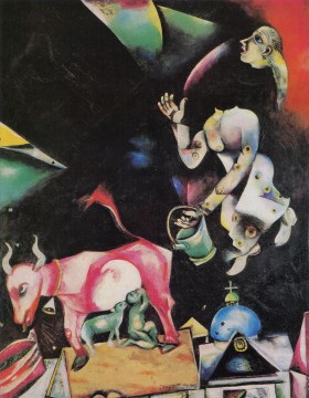 Nach Russland mit Asses and Others Zeitgenosse Marc Chagall Ölgemälde